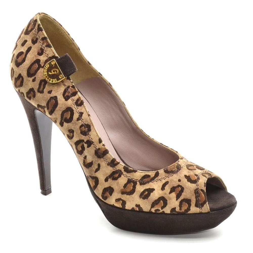 Gibellieri Leopard Peep Toe Platform Stiletto Pumps 40